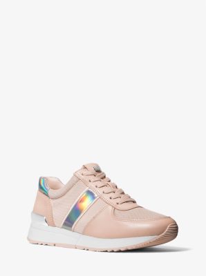 Michael michael kors allie hot sale embellished leather and canvas trainer