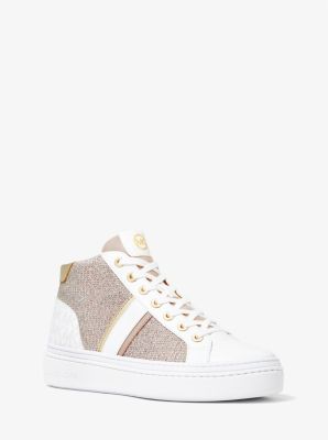 Chapman Glitter Chain-Mesh and Leather High-Top Sneaker | Michael Kors