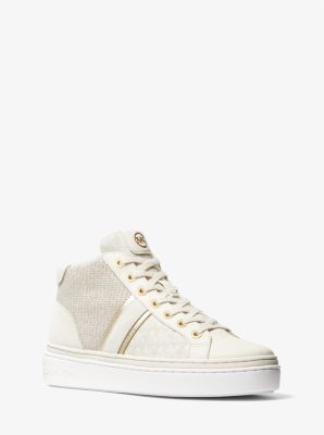 Chapman Logo Jacquard and Leather High-Top Sneaker | Michael Kors