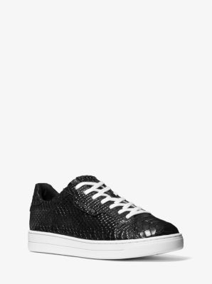 Keating Python Embossed Leather Sneaker in BLACK | Michael Kors