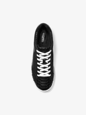 Keating Python Embossed Leather Sneaker in BLACK | Michael Kors