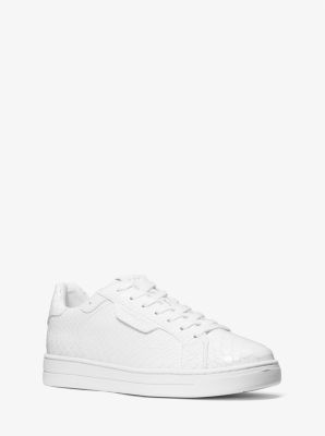 Keating Python Embossed Leather Sneaker in OPTIC WHITE | Michael Kors