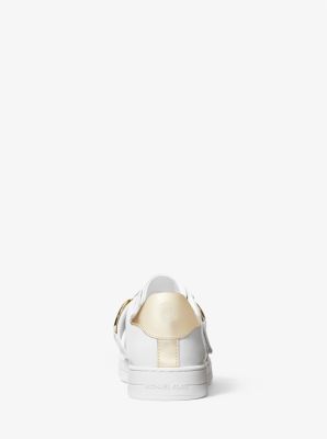 Kenna Chain Link Leather Sneaker in OPTIC WHITE | Michael Kors