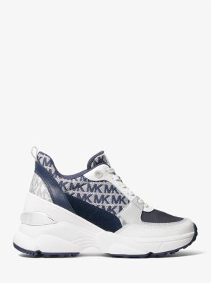 Mickey Logo Jacquard and Canvas Trainer in NAVY/WHITE | Michael Kors