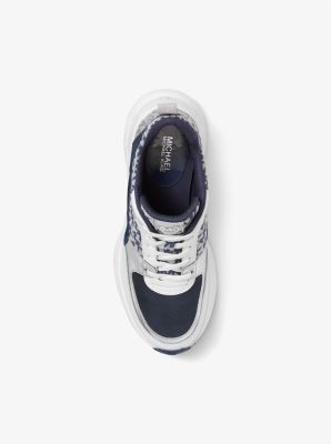 Mickey Logo Jacquard and Canvas Trainer in NAVY/WHITE | Michael Kors