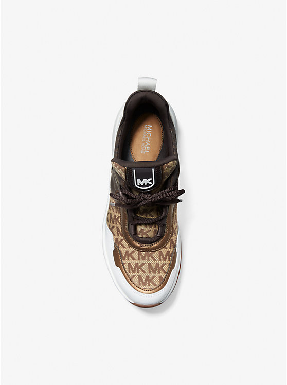 Olympia Logo Jacquard and Metallic Leather Trainer image number 2