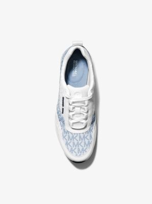 Michael michael kors allie embellished leather and canvas clearance trainer