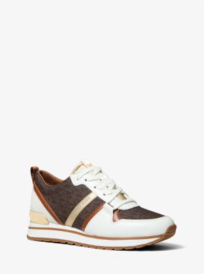 Dash Logo and Leather Trainer in BROWN | Michael Kors