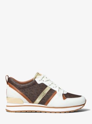 Dash Logo and Leather Trainer in BROWN | Michael Kors
