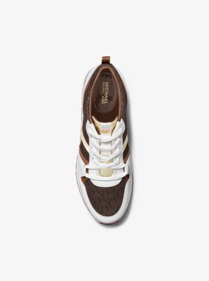 Dash Logo and Leather Trainer in BROWN | Michael Kors