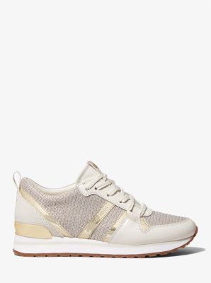 MICHAEL KORS SHOES TEDDI GLITTER CHAIN MESH SNEAKERS