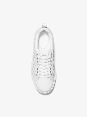 Emmett Logo Embossed Faux Patent Leather Sneakers in OPTIC WHITE | Michael Kors
