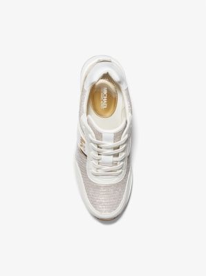 Olympia Logo Jacquard and Glitter Chain-Mesh Trainer