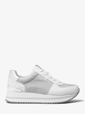 Monique Glitter Chain Mesh and Canvas Trainer