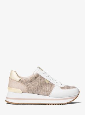 Monique Glitter Chain Mesh and Canvas Trainer | Michael Kors