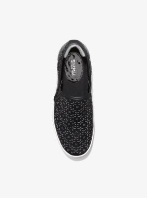 Michael kors black deals leather slip on sneakers