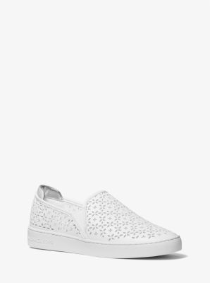 Michael kors white leather slip on on sale sneakers