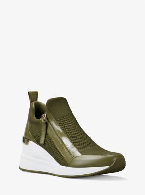 Michael Kors Willis Stretch Knit Trainer In Green