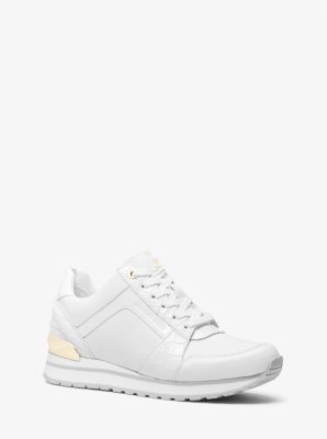 Billie Crocodile Embossed Leather and Canvas Trainer in OPTIC WHITE | Michael Kors