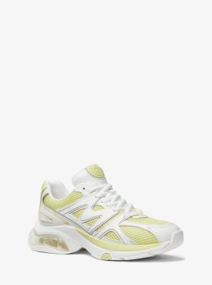 Felix metallic mesh store and leather trainer