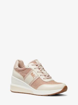 Mabel Striped Glitter Chain-Mesh Trainer image number 0