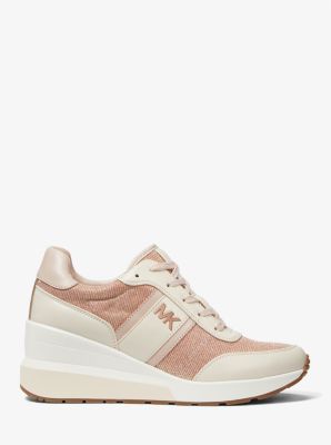 Mabel Striped Glitter Chain-Mesh Trainer image number 1