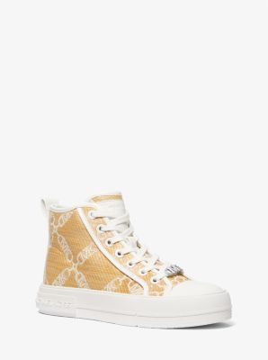 Evy Empire Logo Jacquard Straw High-Top Sneaker image number 0