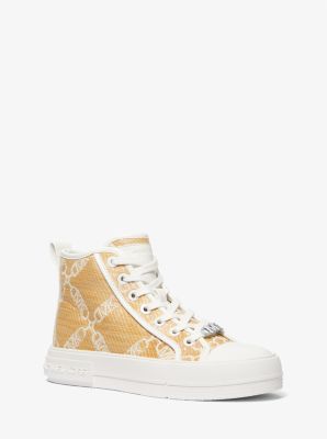 Evy Empire Logo Jacquard Straw High-Top Sneaker