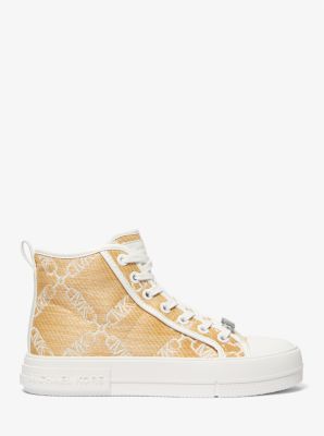 Hoge sneaker Evy van stro en jacquard met Empire-logo image number 1