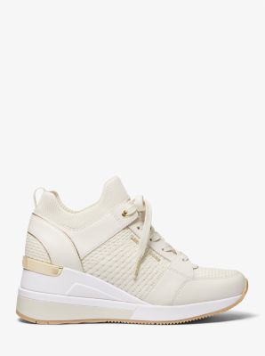 Georgie Textured Knit and Leather Trainer