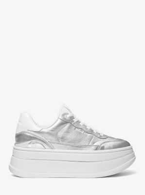 Sneaker Hayes van metallic leer met plateauzool image number 1