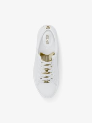 Keaton Metallic and Leather Sneaker in PALE GOLD | Michael Kors