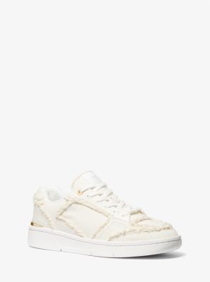 마이클 코어스 Michaelkors Rebel Frayed Denim Sneaker,OPTIC WHITE