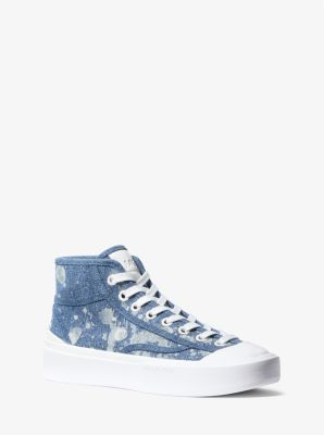 Sneaker alta Jude in denim effetto macchiato image number 0