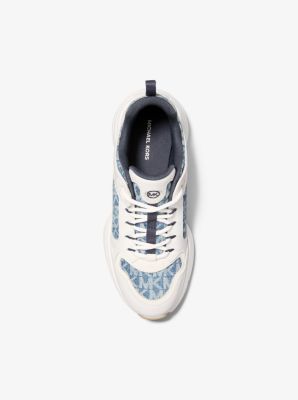 Bowie Signature Logo Print Denim Trainer in NEW HRZN WSH | Michael Kors