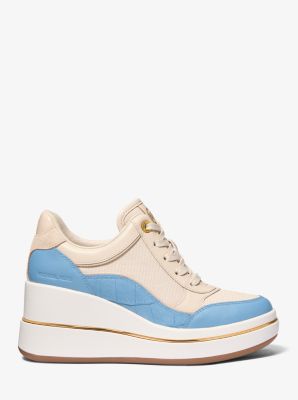 Emmy Leather and Canvas Wedge Trainer