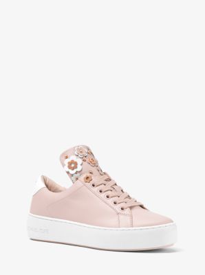 Mindy Floral Appliqu Leather Sneaker Michael Kors