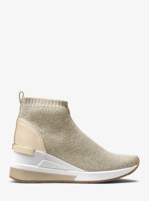 Skyler Metallic Stretch Knit Sock Sneaker Michael Kors