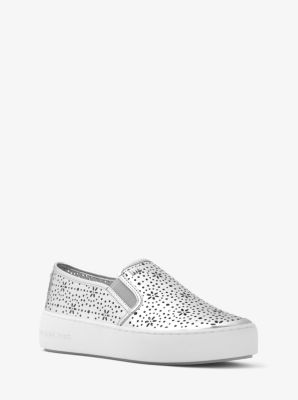 michael kors silver slip on sneakers