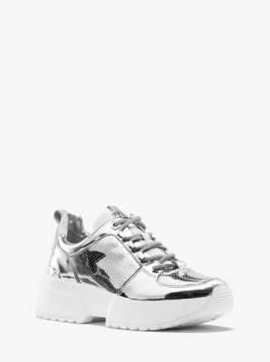 michael michael kors cosmo metallic and glitter trainer