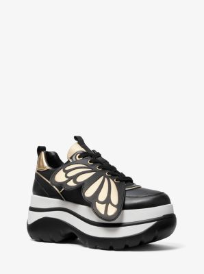 felicia leather and canvas platform trainer