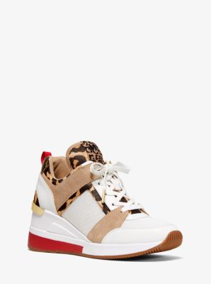 felicia leather and canvas platform trainer