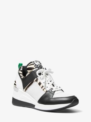 cortlandt embellished leather platform trainer michael kors