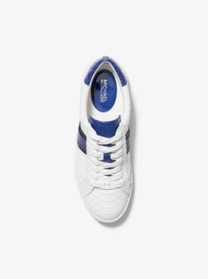 Irving Snake-Embossed Leather Stripe Sneaker in OPTIC WHITE | Michael Kors