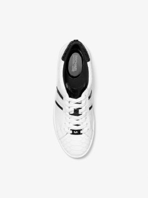 Irving Snake-Embossed Leather Stripe Sneaker