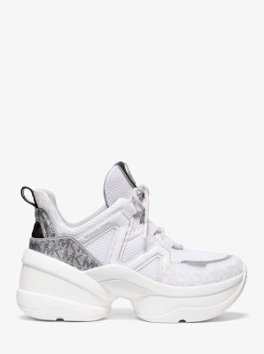 michael kors olympia mesh and logo trainer