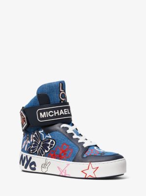 Trent Embroidered Denim High-Top Sneaker | Michael Kors