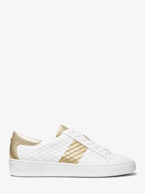 Colby Striped Logo Embossed Leather Sneaker Michael Kors Canada