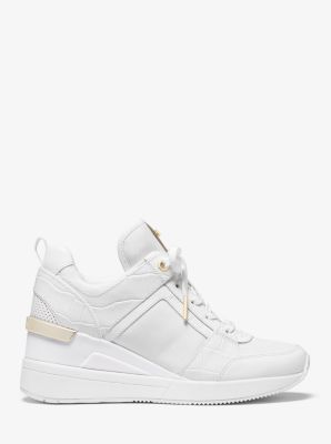 michael kors georgie leather and canvas trainer