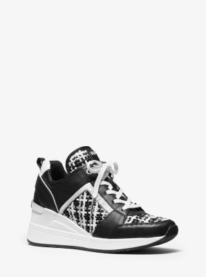 michael kors georgie woven leather trainer